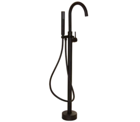 Tap Bath Mixer Freestanding BluTide Neo Black Round with Hand Shower