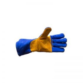 GLOVES BLUE LEATHER ELBOW