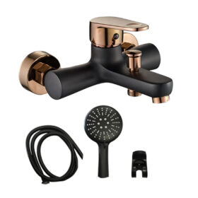 Livorno Black & Rose  Gold Bath Mixer