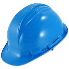 Plastic safty hard hat, blue black green