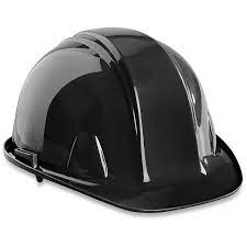 Plastic safty hard hat, blue black green