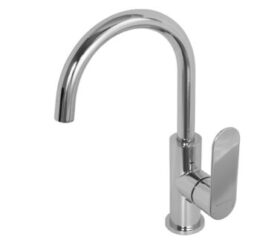 BluTide Gooseneck Basin Mixer Tap Satin Chrome.