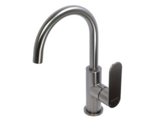 BluTide Gooseneck Basin Mixer Tap Satin Gunmetal.