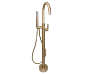 BluTide Round Free-Standing Bath Mixer Tap with Hand Shower Satin.