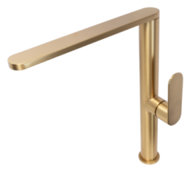BluTide Single Hole Sink Mixer Tap Satin Brass.