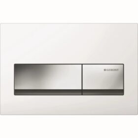 Actuator Plate Dual Flush Geberit Alpha50 with Rectangular Buttons White Alpine