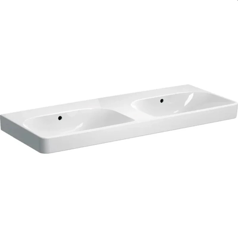 Basin Wall-Hung Geberit Smyle Rectangular 480mm (L) x 1200mm (W) x 165mm (H) Double with Overflows White