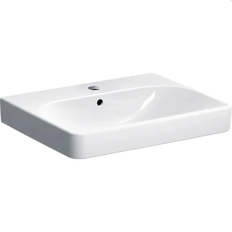 Basin Wall-Hung Geberit Smyle Rectangular 480mm (L) x 650mm (W) x 170mm (H) with Tap Hole and Overflow White