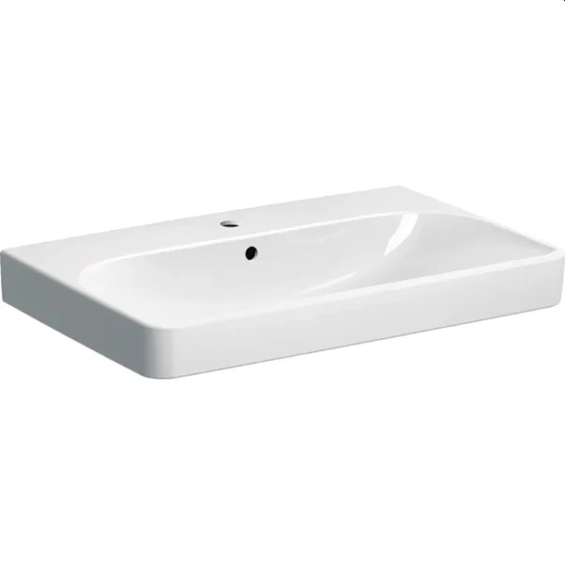 Basin Wall-Hung Geberit Smyle Square 480mm (L) x 750mm (W) x 165mm (H) with Tap Hole and Overflow White
