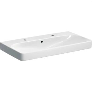 Basin Wall-Hung Geberit Smyle Square 480mm (L) x 900mm (W) x 165mm (H) with 2 Tap Holes and Overflow White