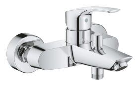 Tap Bath Mixer Exposed Grohe New EuroSmart with Diverter Wall-mount Chrome (Excludes Hand Shower and Hose)